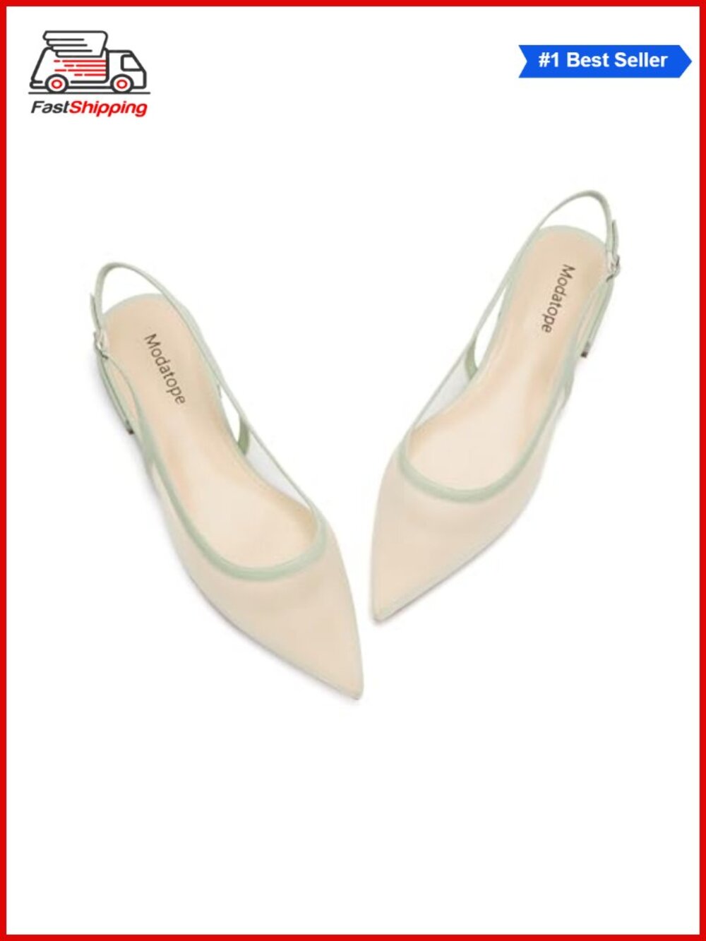Slingback Flats Pointed Toe Low Heel Dress Shoes Faux Leather Ballet Flat